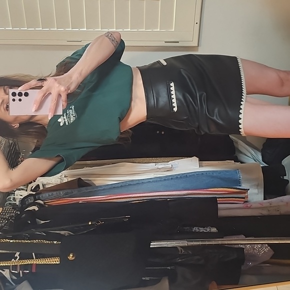 ZARA Black Vegan Leather Skirt Size Small - Picture 6 of 12